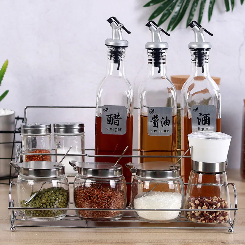 Набор кухонных принадлежностей стеклянные банки для соли специй бытовые бутылки для приправ набор бутылочек для приправ