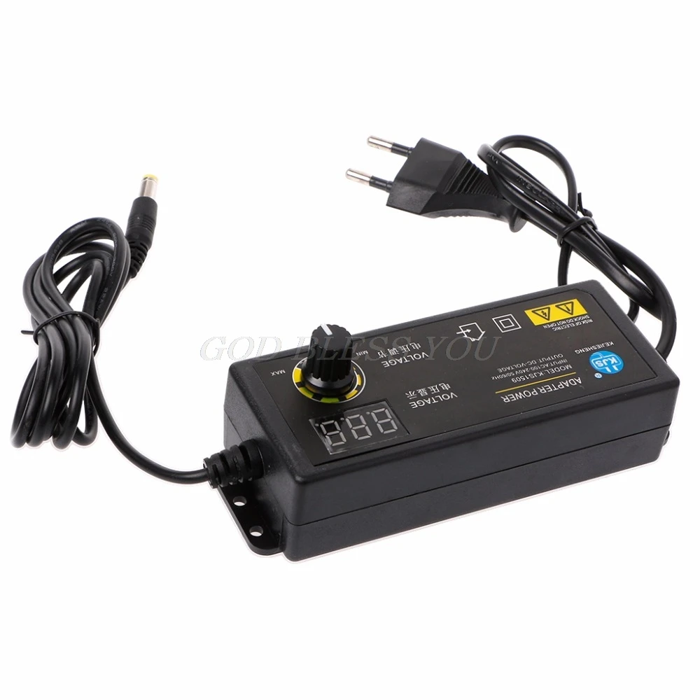 

60W 3-24V Adjustable Adapter With Display Screen Of Voltage DC 5.5x2.1/2.5mm Power Supply EU Plug 5.5mmx2.1mm/2.5mm