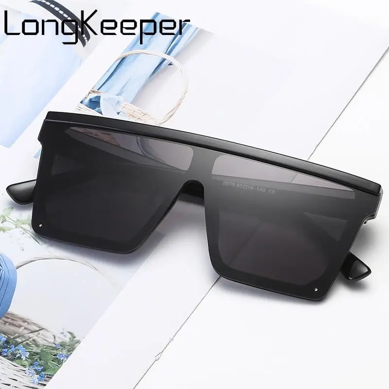LongKeeper Square Big Frame Sunglasses Women Brand Designer Oversized Sun Glasses Men Luxury Gradient Eyeware Gafas