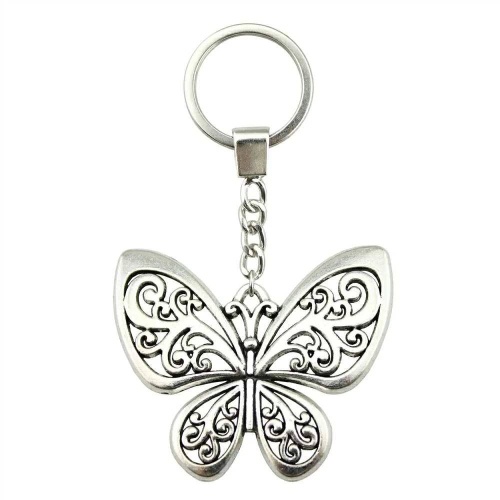 

Men Jewelry Key Chain Party Gift Keychains Dropshipping Jewelry 50x57mm Butterfly Antique Bronze Antique Silver Key Rings