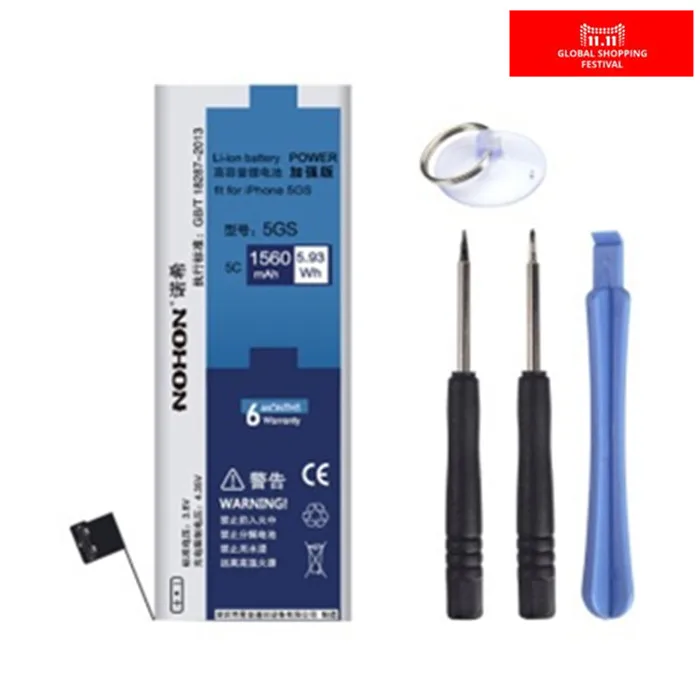 100 Original NOHON 1560mAh New Batteries For Apple iPhone 5S Battery 5C Free Machine Tools