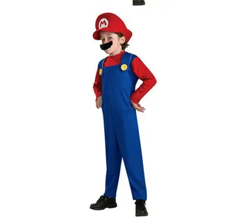 

2017 Super Mario Cosplay Costumes Kids Halloween Party MARIO & LUIGI Costume For Height 100~145CM Funny Cosplay Costume