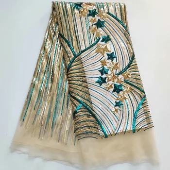 

New arrivaled wonderful stars made by full sequins design dress fabric TW4,Free shipping and great quality French Lace Fabric