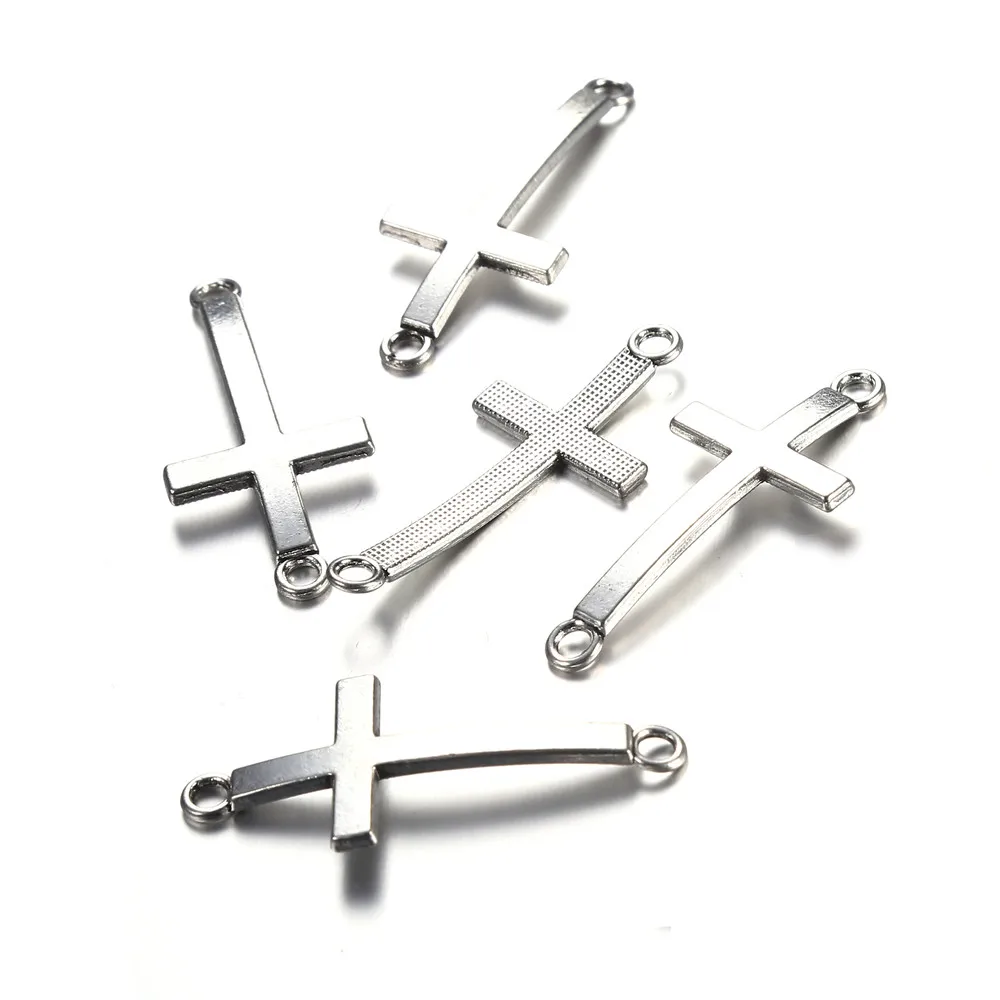 

50pcs/lot 37*17MM Vintage Double 2 Hole Cross Charms Connectors Bracelets DIY Handmade Jewelry Findings