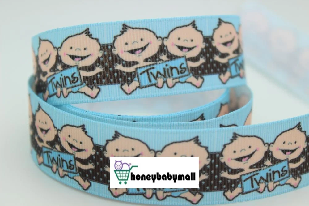 New 100yards 7/8'' 22mm Cute Baby Twins Printed Ribbon Polyester Grosgrain DIY Gift Package Hairbow Accessory | Дом и сад
