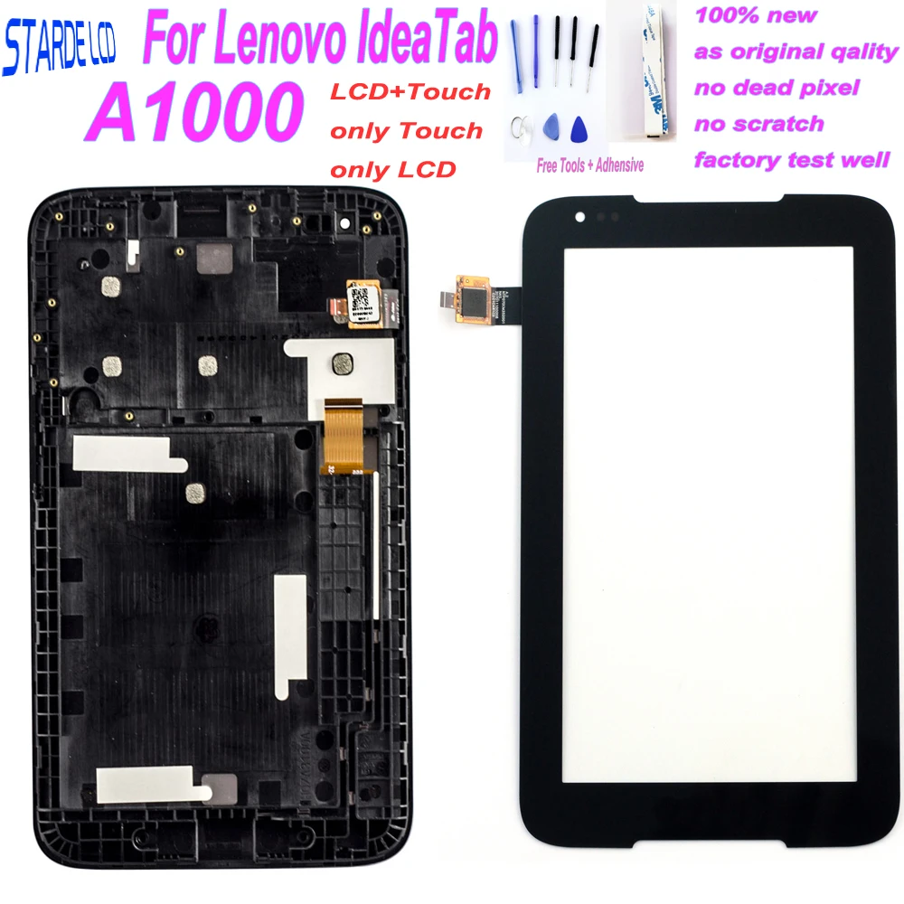 

7" Touch Panel for Lenovo Tablet IdeaTab A1000 A1000L Touch Screen Digitizer LCD Display Assembly with Frame Matrix Screen