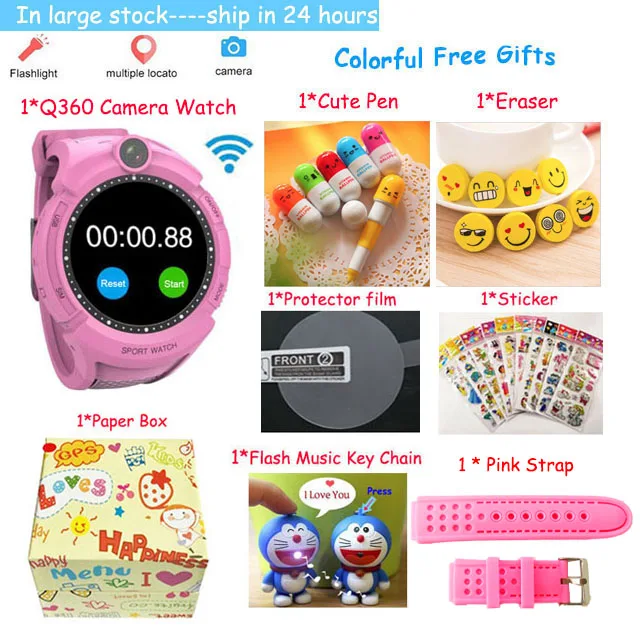 Vm50 Q360 Детские умные часы с камерой gps Wi-Fi местоположение Детские умные часы SOS анти-потеря монитор трекер детские наручные часы PK Q528 - Цвет: pink package 3