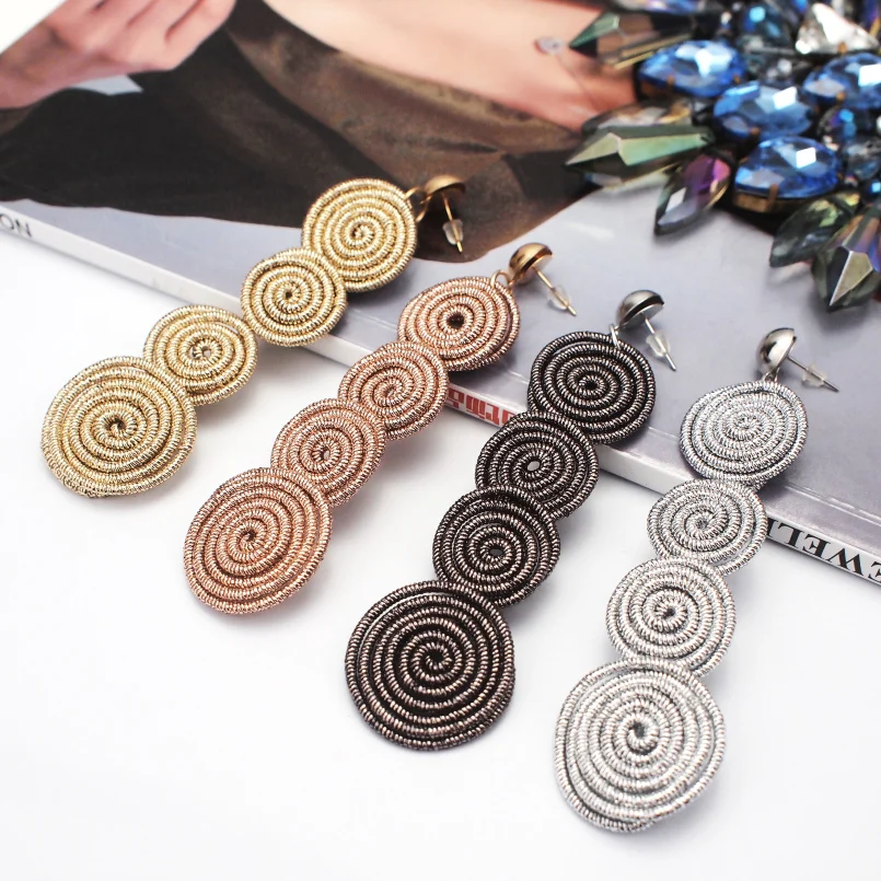 MANILAI 2018 Trendy Charm Spiral Alloy Dangle Earings Fashion Metal Statement Earrings Woman Wholesale Jewelry Gift