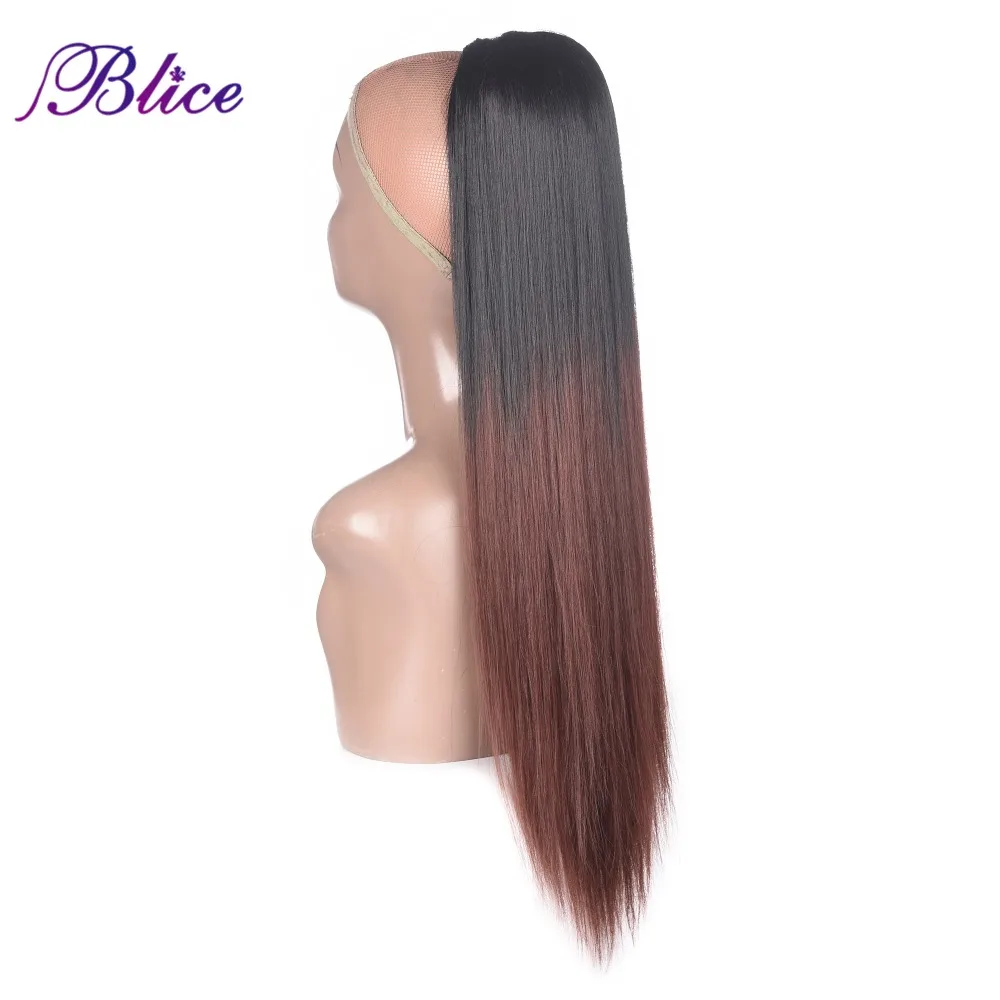 Blice Синтетические прямые хвосты шиньон 18-24 дюймов термостойкие шнурки волосы конский хвост наращивание Omber цвет для женщин