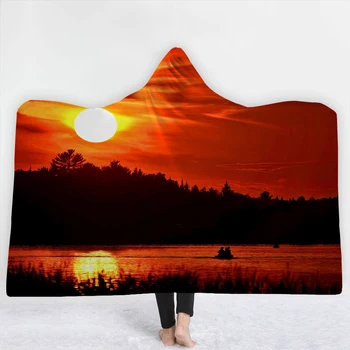 

Setting sun Blankets hats sofa beautifu New pattern Blankets comfortable soft Orange red sunshine Natural scenery Blankets