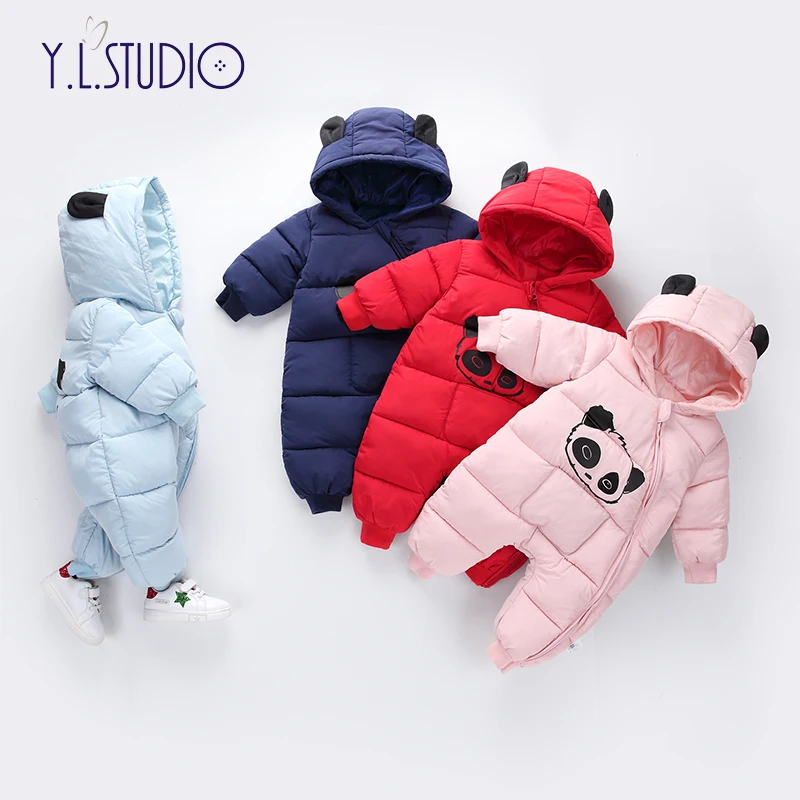 

Baby Boy Girl Overalls 2018 New born Winter Hooded Rompers Thick Cotton Outfit Newborn Jumpsuit Children Costume Toddler Romper