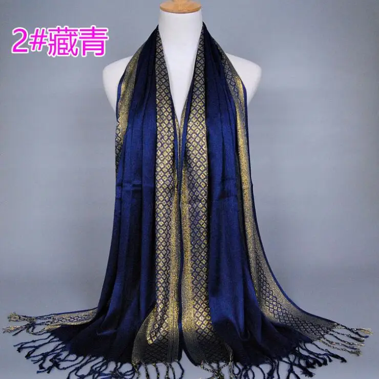 MSAISS весенний женский шарф 180*60 см золотой шарф высокого качества с блестками мусульманский шарф - Цвет: 2