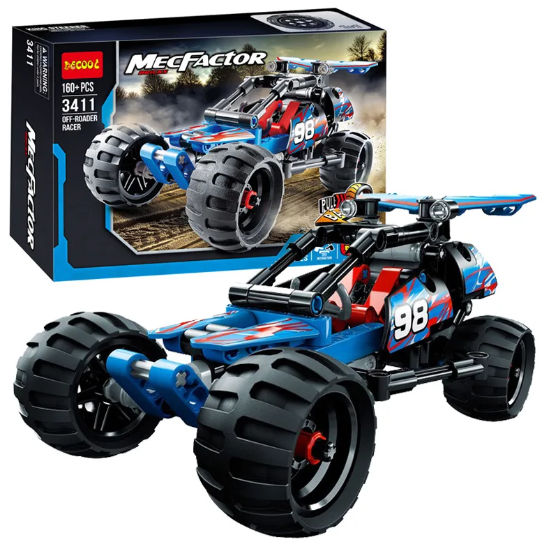 3411 With box Decool DIY MOC сборочные совместимые серии technic 2 в 1 Трансформеры гонщик автомобиль строительные блоки кирпичи игрушки подарки - Цвет: 3411 With box