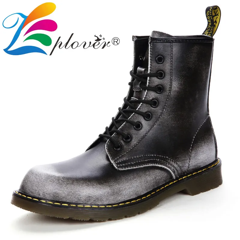 

Martin Boots Men Vintage Combat Boots Winter Fur Botas Hombre 2018 Cow Split Leather Waterproof Work Military Boots Men Shoes