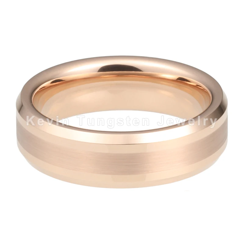 6 мм розовое золото обручальное кольцо для мужчин и женщин вольфрамовое кольцо с полированной щеткой скошенные края