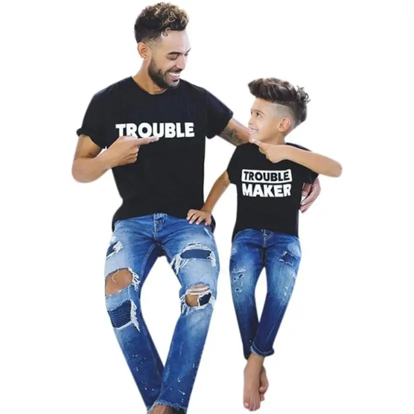 Family Clothing Father and Son Summer Letter T shirt 2018 ...