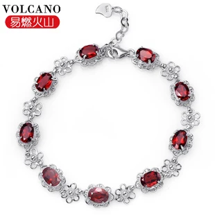 

Natural Garnet Bracelet 925 Sterling silver Woman Fine Elegant Red Gem Jewelry Girl Birthstone Valentine Gift SB0003G