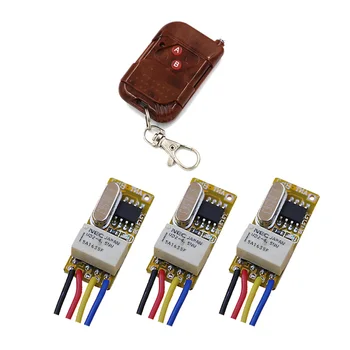 

New Wide Range Working Voltage Relay Receiver Mini Remote Control Switch Systerm Transmitter and 3pcs Receiver 315/433mhz