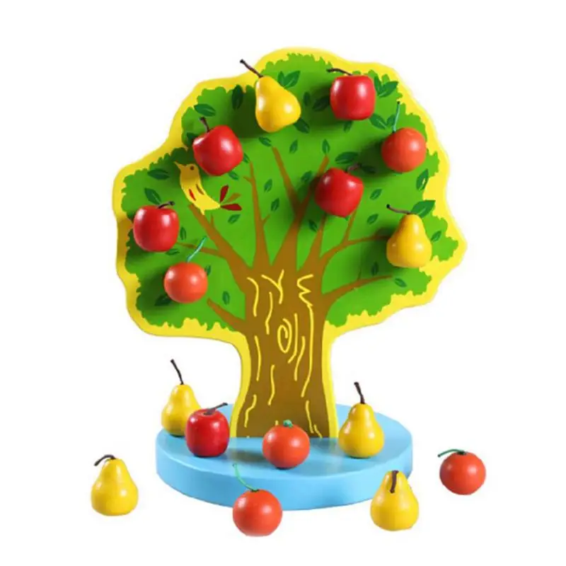 

Kids Wooden Magnetic PuzzleToy Educational Montessori Orchard Fruit Tree Magnetic Apples Pears Creative Toys