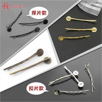 

(25356)100PCS 42MM,Paste size:7-8MM Gold Color Iron Hair Jewelry Hair clip Diy Jewelry Findings Accessories Wholesale