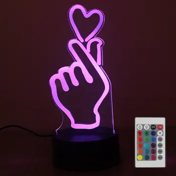 

Love Heart Touch Table Lamp 7 Colors Changing Desk Lamp 3D Lamp LED Night Light Stereoscopic Illumination
