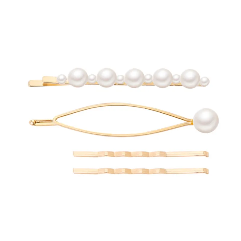 Kymyad 3Pcs/ Set Korea Fashion Metal Hairpins Imitiation Pearl Beads Hair Clips Bobby Pin Barrette Hairpin Hair Accessories - Metal color: 14