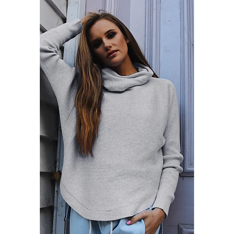 Vintage Turtleneck Sweater Women Knitting Irregular Pullover Winter Long Sleeve Knitted Sweater Jumper Casual Pull Femme 201705