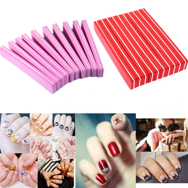 

10pcs Rectangle Nail Buffers Files Professional Manicure UV Gel Varnish File Sandpaper Block DIY Nail Standing Polishing Tool