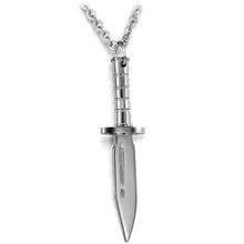  DoreenBeads Stainless Steel Dagger Necklace Pendant Men Jewelry Trendy Weapons Military Knife Mens Necklaces Pendants Chain Gift 