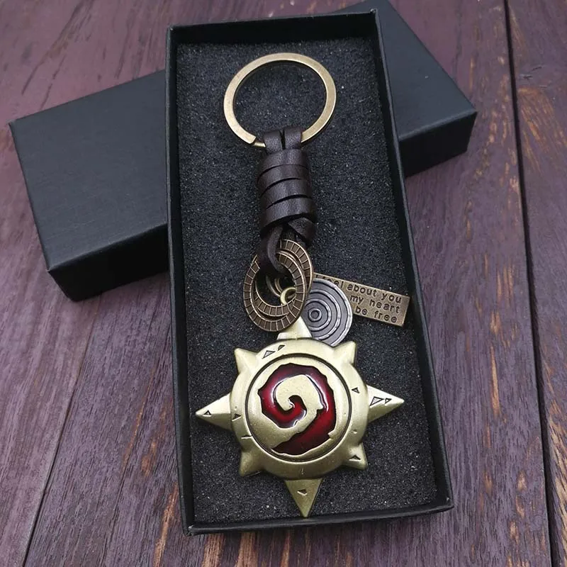 Брелок с логотипом Hearthstone кожаные брелки винтажный автомобильный брелок из