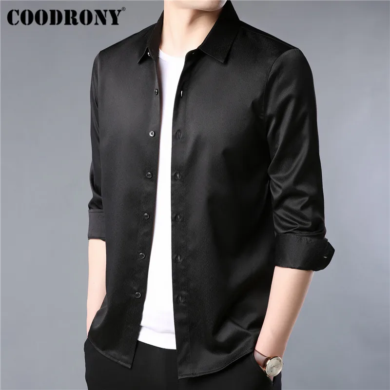 

COODRONY Brand Men Shirt Autumn Clothes Business Casual Shirts Classic Black Shirt Men Long Sleeve Cotton Camisa Masculina 96051