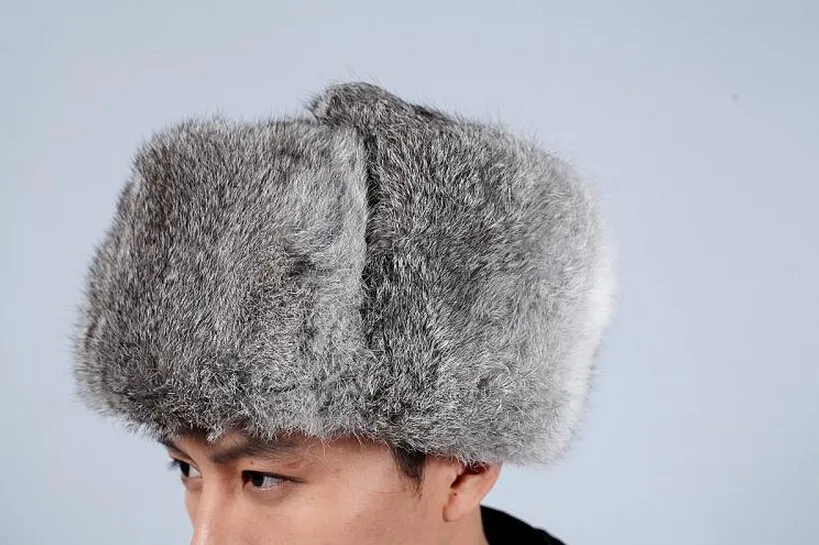 Бренд, высокое качество, зимняя мужская шапка из меха кролика рекс lei feng, Толстая теплая шапка