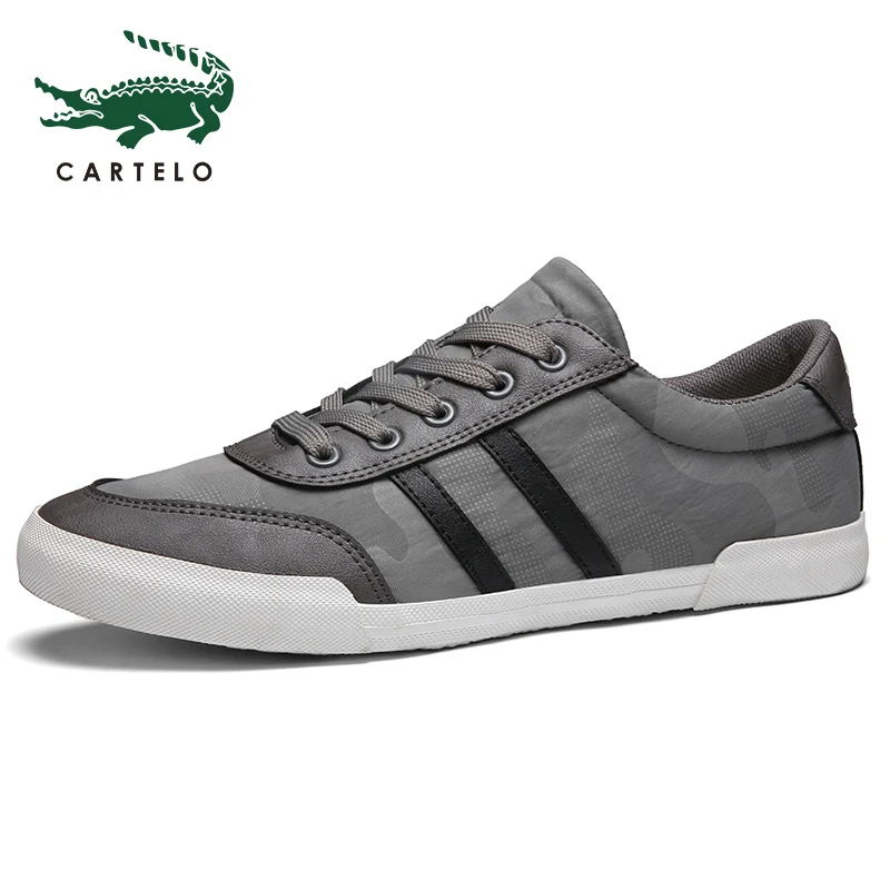 CARTELO/Новые модные повседневные мужские туфли; белые туфли для студентов; Мужские дышащие парусиновые туфли с низким вырезом - Color: Gray