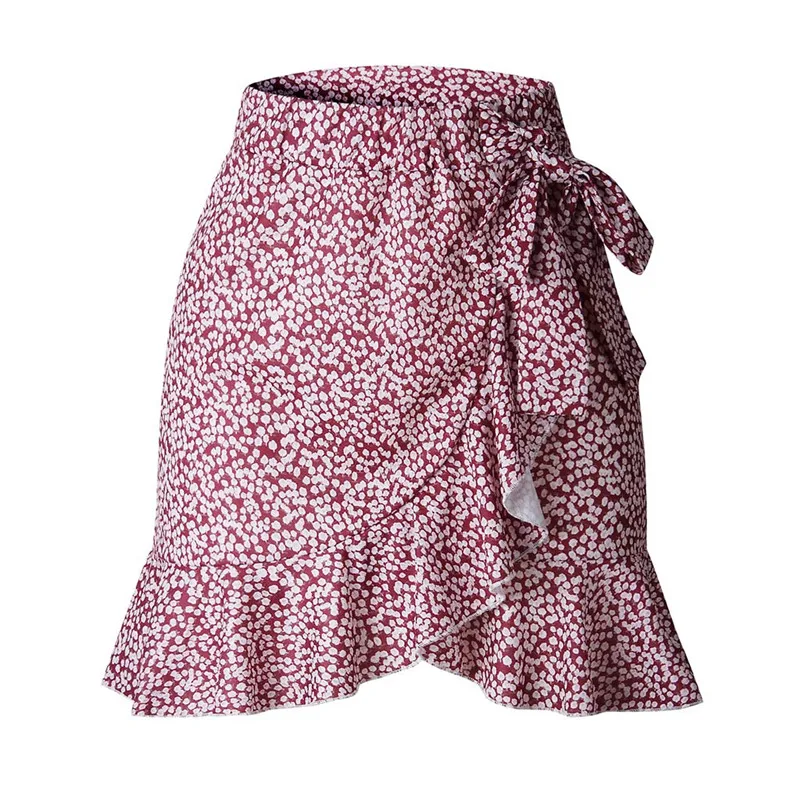 2019 новые женские Модные леопардовые волновой точки юбка повседневное Ретро Высокая талия вечернее, для вечеринки, Короткое мини с принтом