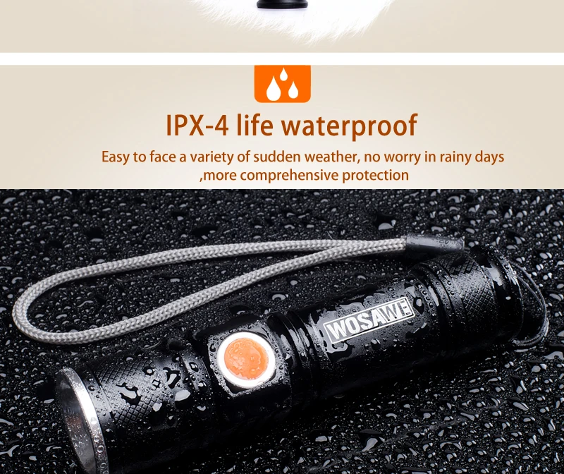 Discount WOSAWE NEW USB Rechargeable Bicycle Flashlight LED 800 Lumen Bike Light Zoom Waterproof ultra bright Flash light 18650 Battery 9 Discount WOSAWE NEW USB Rechargeable Bicycle Flashlight LED 800 Lumen Bike Light Zoom Waterproof ultra bright Flash light 18650 Battery 9