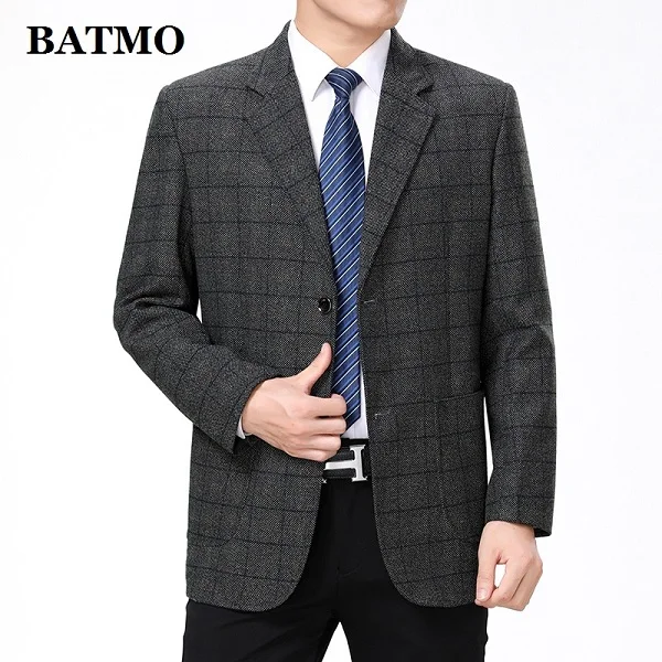 Batmo Новое поступление высококачественный хлопковый клетчатый повседневный мужской блейзер, мужские костюмы пиджаки, повседневные мужские пиджаки 52 - Цвет: SCREEN