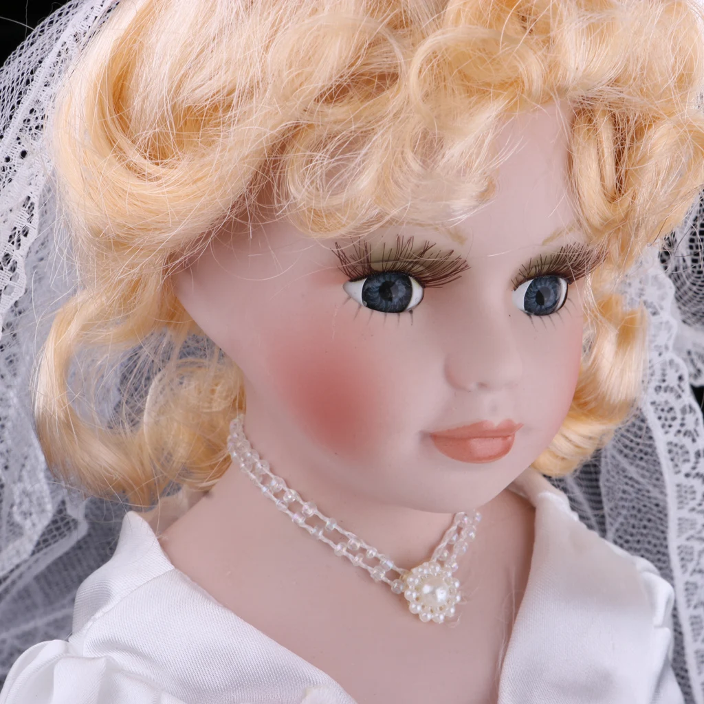 40cm Porcelain Victoria Doll Standing Collectible Doll Ceramics Bride Dolls Model