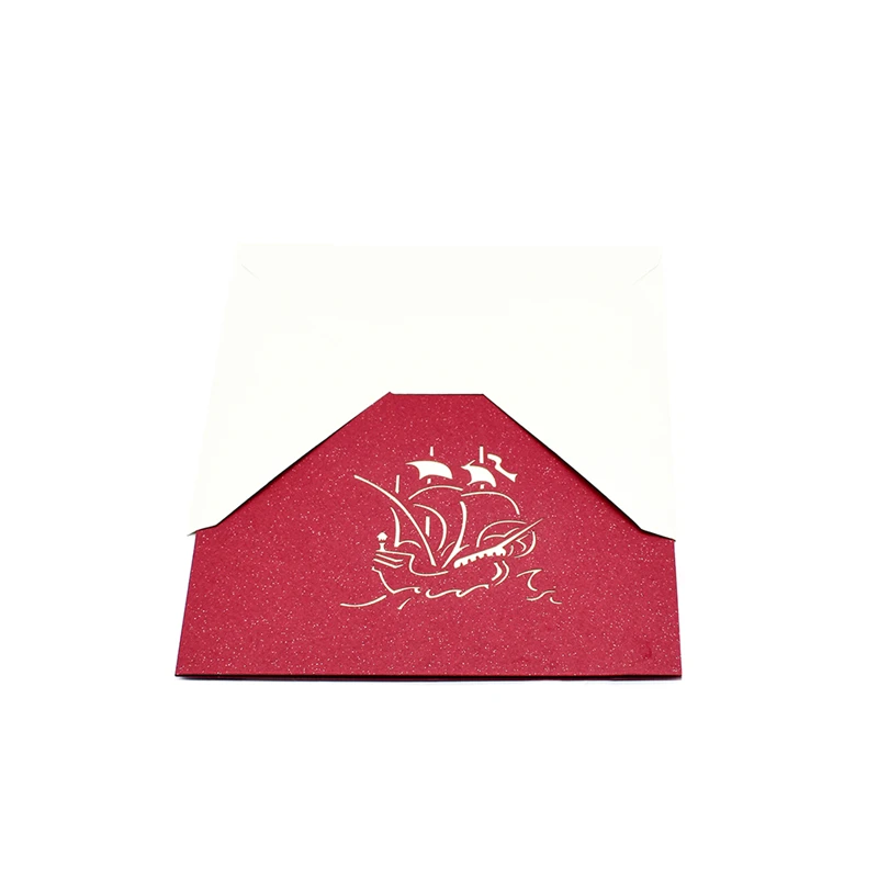  Sailboat Model 3D Pop UP Card Birthday with envelope sticker laser cut invitation Greeting Card pos - 32878875505