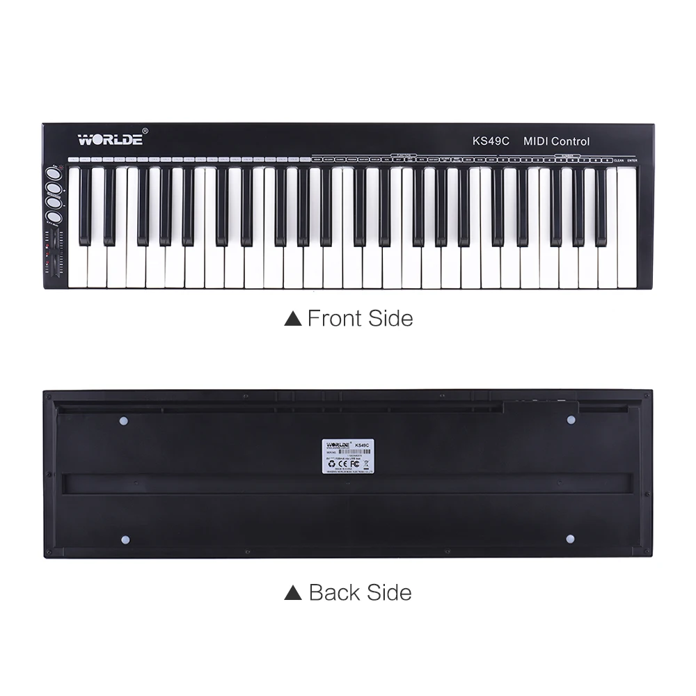  WORLDE MIDI Keyboard Controller Ultra-Portable 49-Key USB with 6.35mm Pedal Jack MIDI Out Musical K
