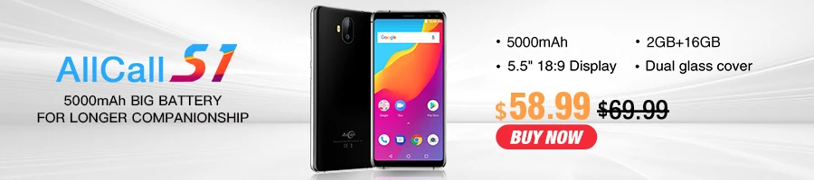 AllCall Alpha 5,0 ''MTK6580 1. 3g Hz четырехъядерный Android 7,0 1 Гб ram 8 Гб rom 8MP + 2MP 2300mAh 3g samrtphone