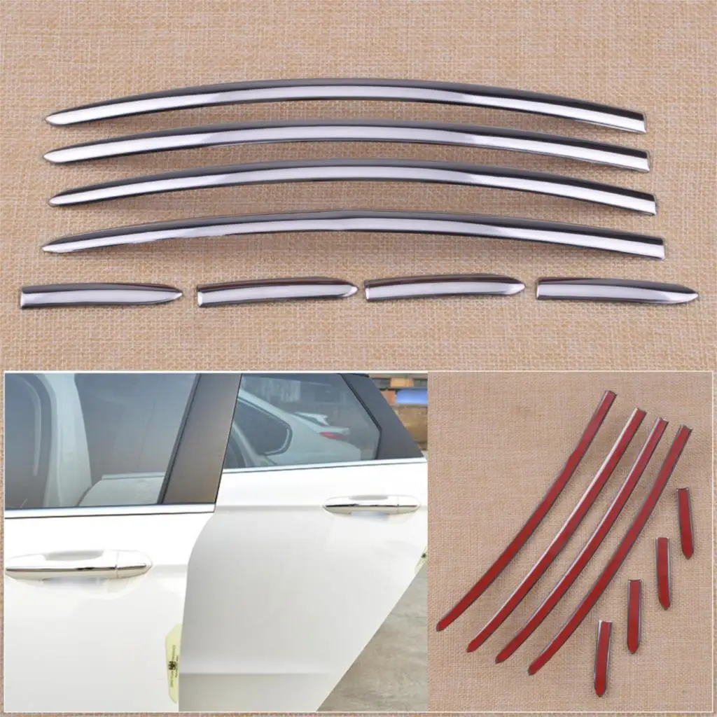 CITALL Stainless Steel Chrome Car Door Handle Stripes Cover Trim Fit