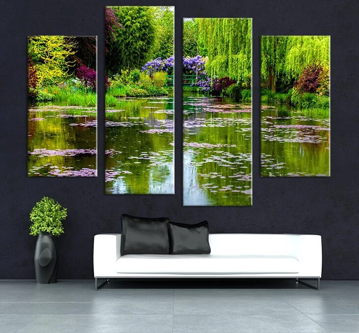 4pcs Claude Monets Garten Wall Painting Print On Canvas For Home Decor Ideas Paints On Wall Pictures Print On Canvas Painting Printclaude Monet Aliexpress