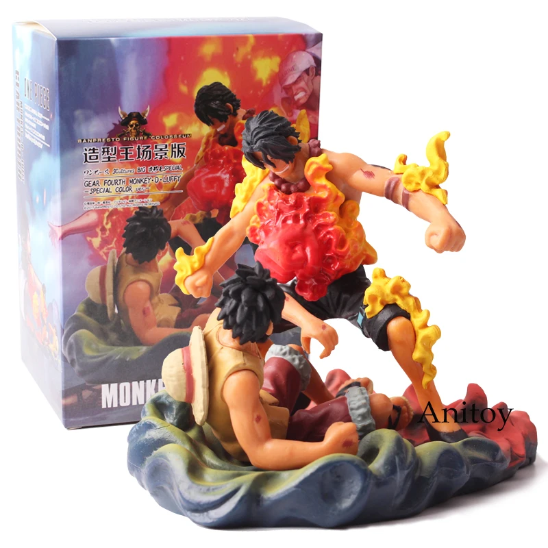 Аниме one piece The Death Of Ace Summit War Luffy& Ace VS Sakazuki ПВХ фигурка Коллекционная модель игрушки 10-12,5 см - Цвет: Luffy Ace