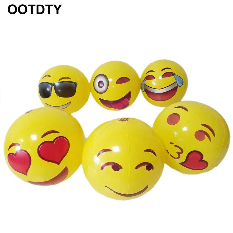 

New 12pcs 12" Emoji Inflatable Beach Balls Beach Toy Ball Inflatable Bouncers Kids Toy