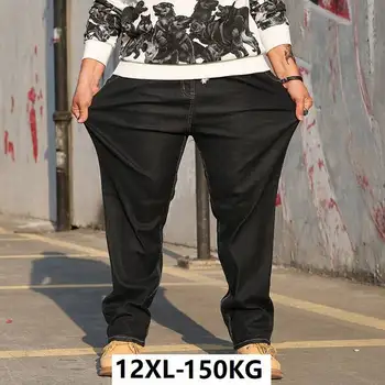 

large size big men jeans 10XL 12XL Trousers Stretch business office pants high waist Elasticity straight 8XL jeans autumn winter