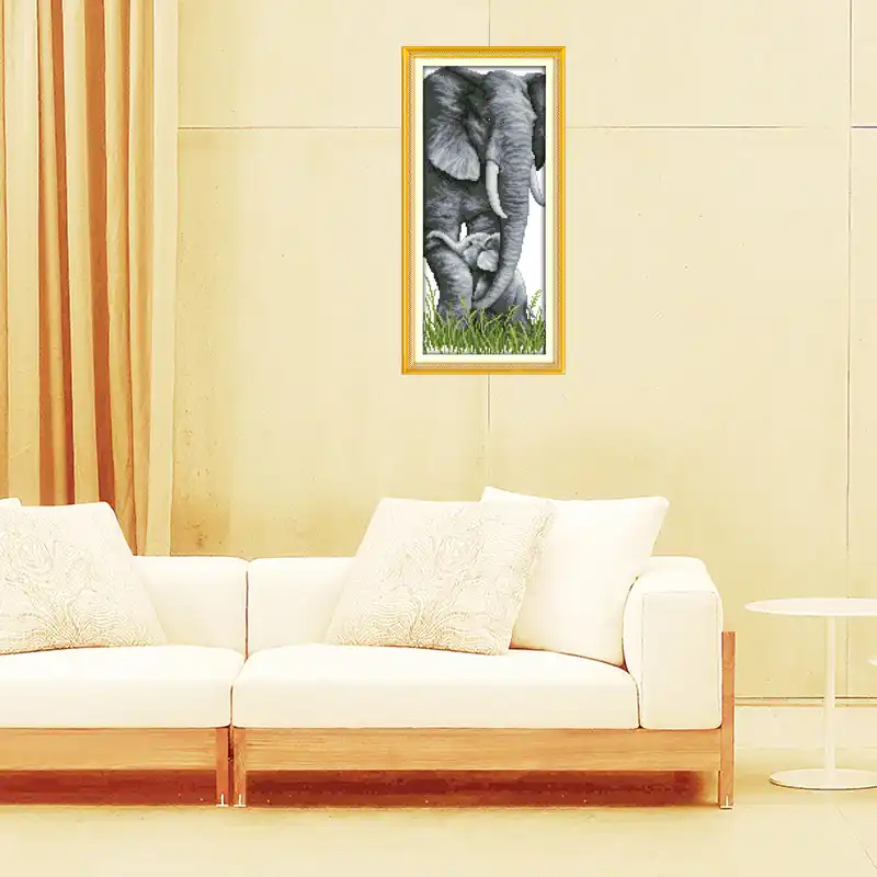 Needlework DMC Cross stitch Sets For Embroidery Precise Printed Animal Series Elephant Family Patterns Counted Cross Stitching|Package| - AliExpress