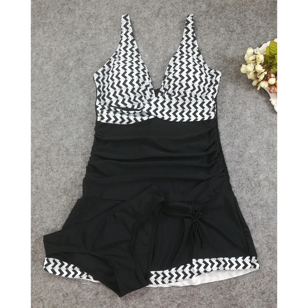 TYAKKVE Push Up Tankini 2020 Two Piece Swimsuit Skirt Plus Size Swimwear Women Tummy Control Bathing Suit Swim Dress Female XXL