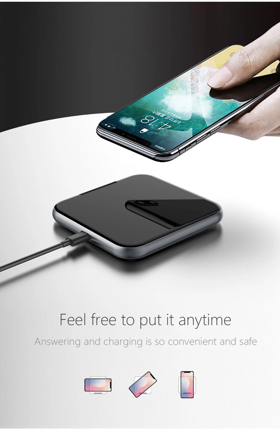 !ACCEZZ Mirror Phone Stand Charger 7.5W Fast Qi Wireless Charging For iPhone X 8 Plus XS MAX XR MIX 2S 10W Charge For Samsung S8 (3)