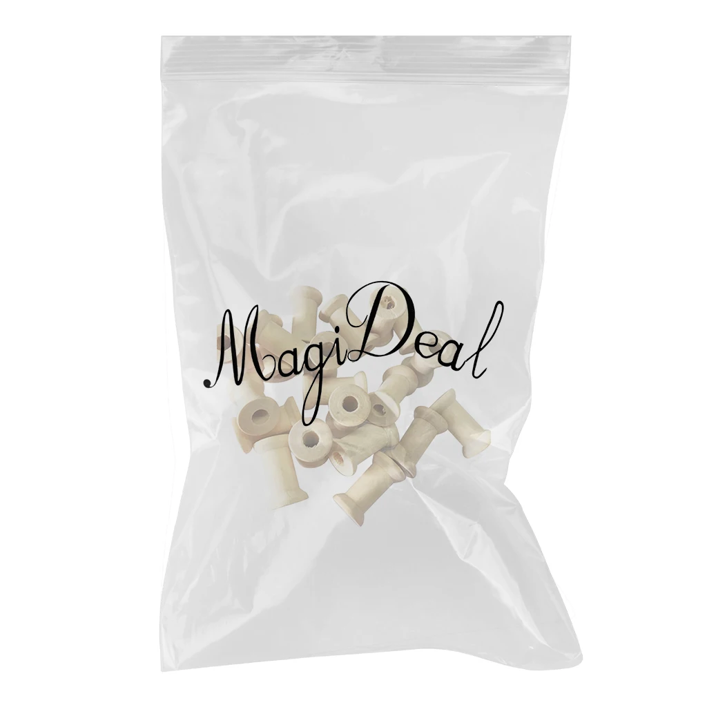 20pcs Vintage Natural Wooden Empty Thread Spool Coils Bobbin Tool DIY Roller for Sewing Crafts Wire Ribbon Needlework