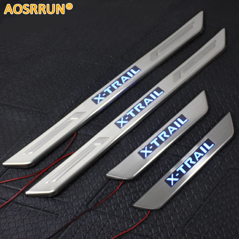 AOSRRUN Car styling LED Stainless Steel Door Sill Scuff Plate CAR Accessories For 2006 2012 Nissan